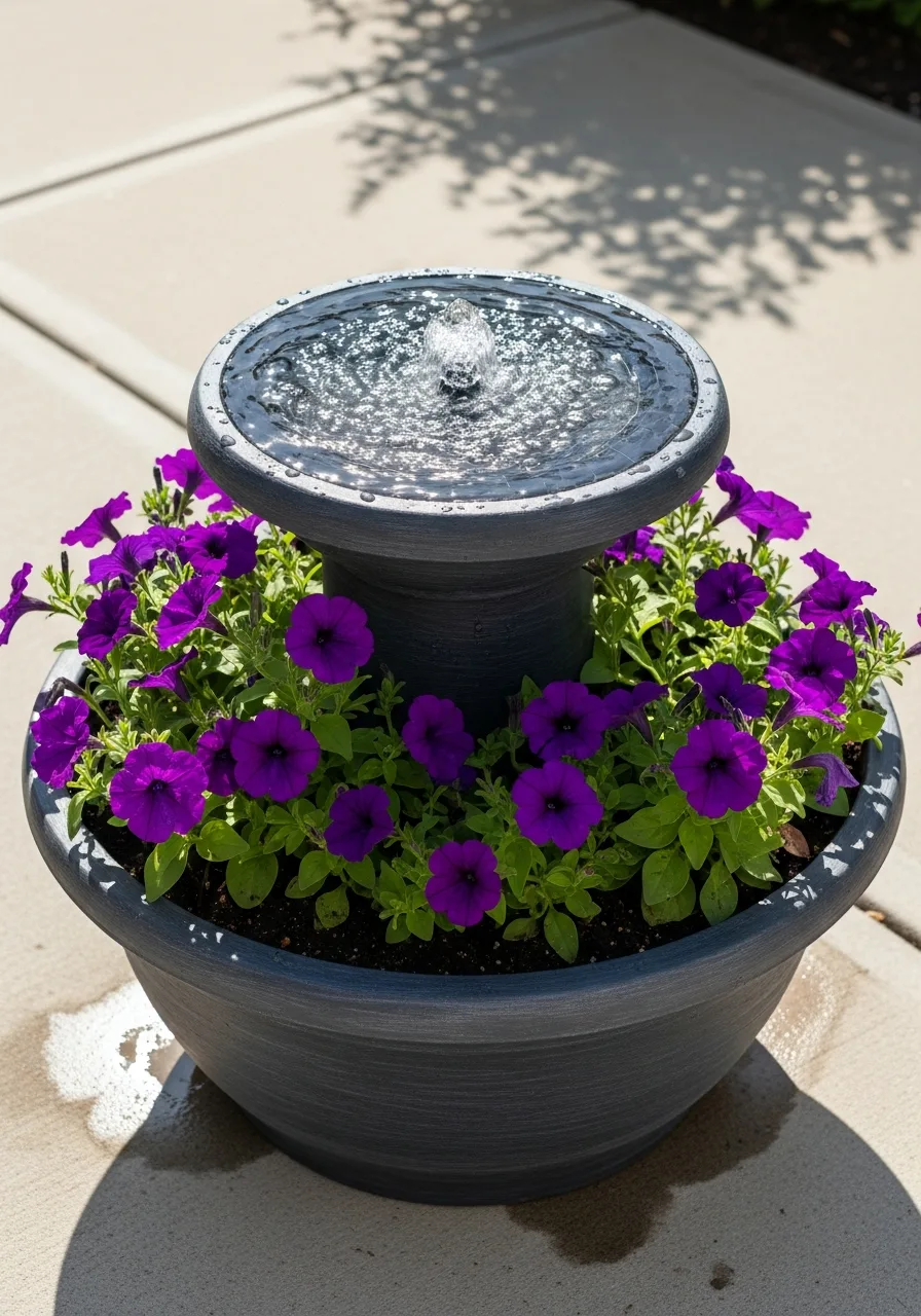 16. Built-In Planter Solar Fountain