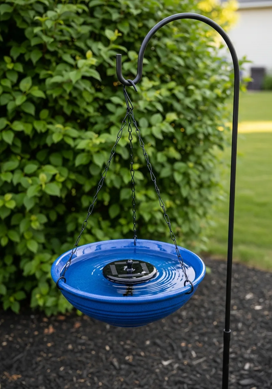 17. Hanging Solar Bird Bath