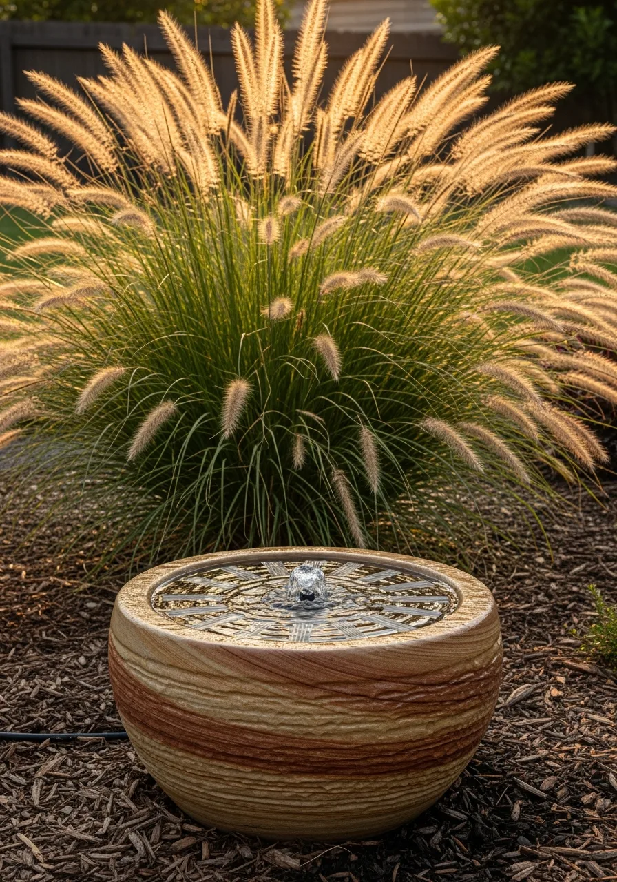 23. Ornamental Grass Solar Fountain