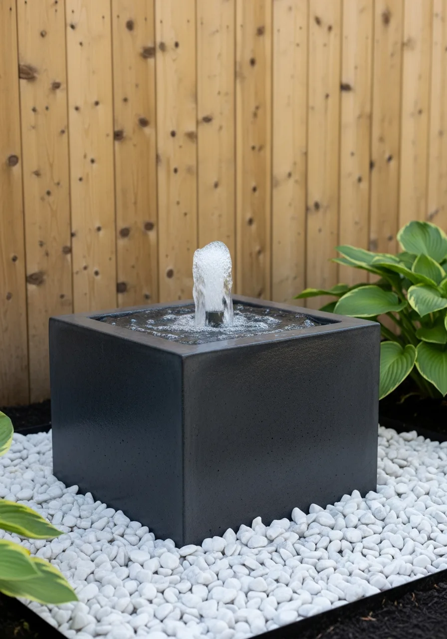 27. Modern Geometric Solar Fountain
