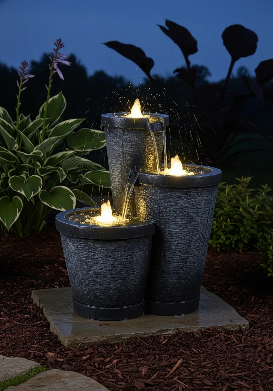 28. Solar Fountain With LED Lighting