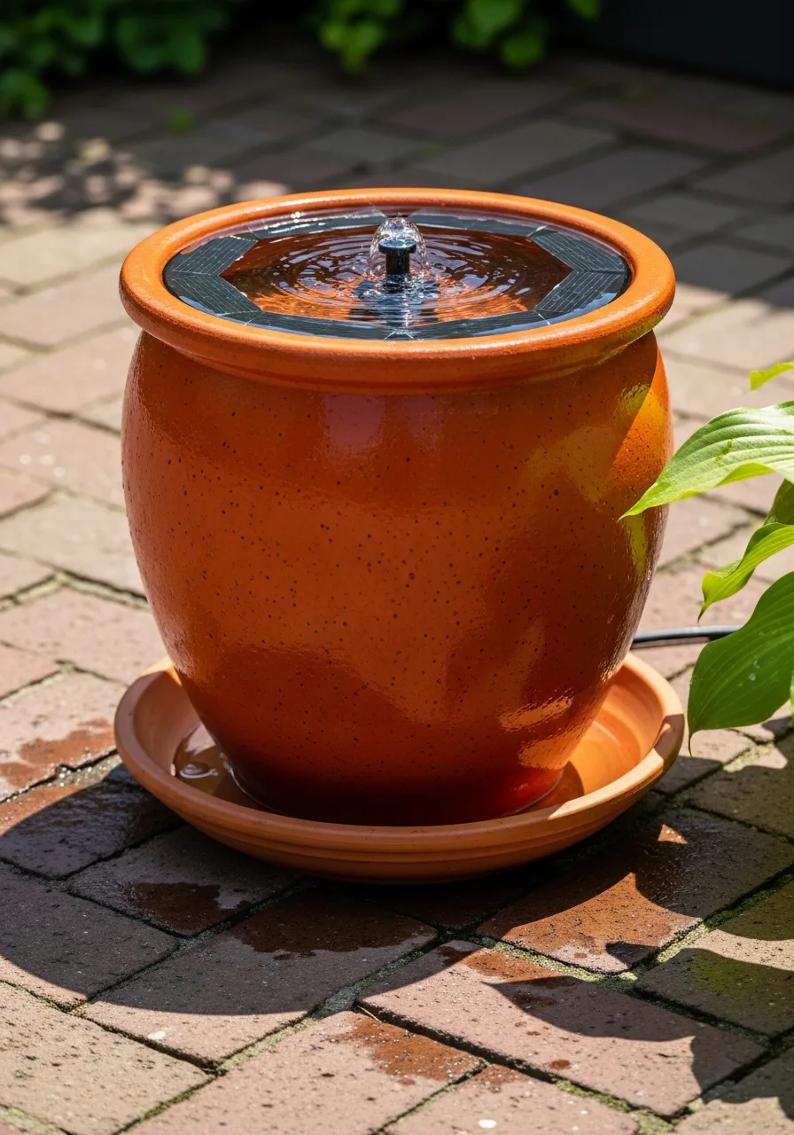 4. Terracotta Pot Solar Fountain