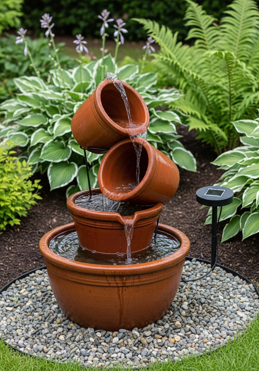 5. Tiered Terracotta Pot Fountain
