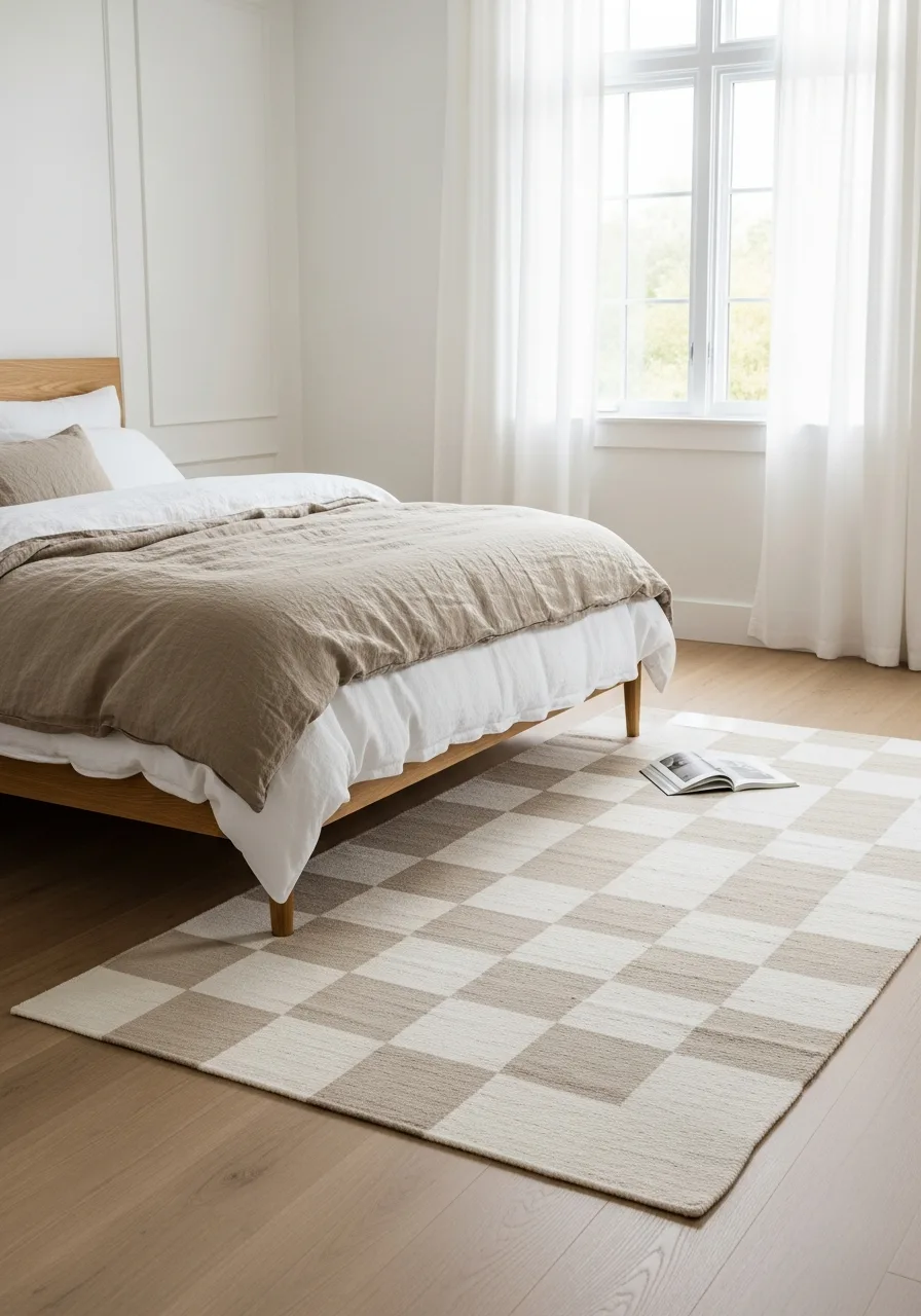 32. Add a Checkered Cotton Rug