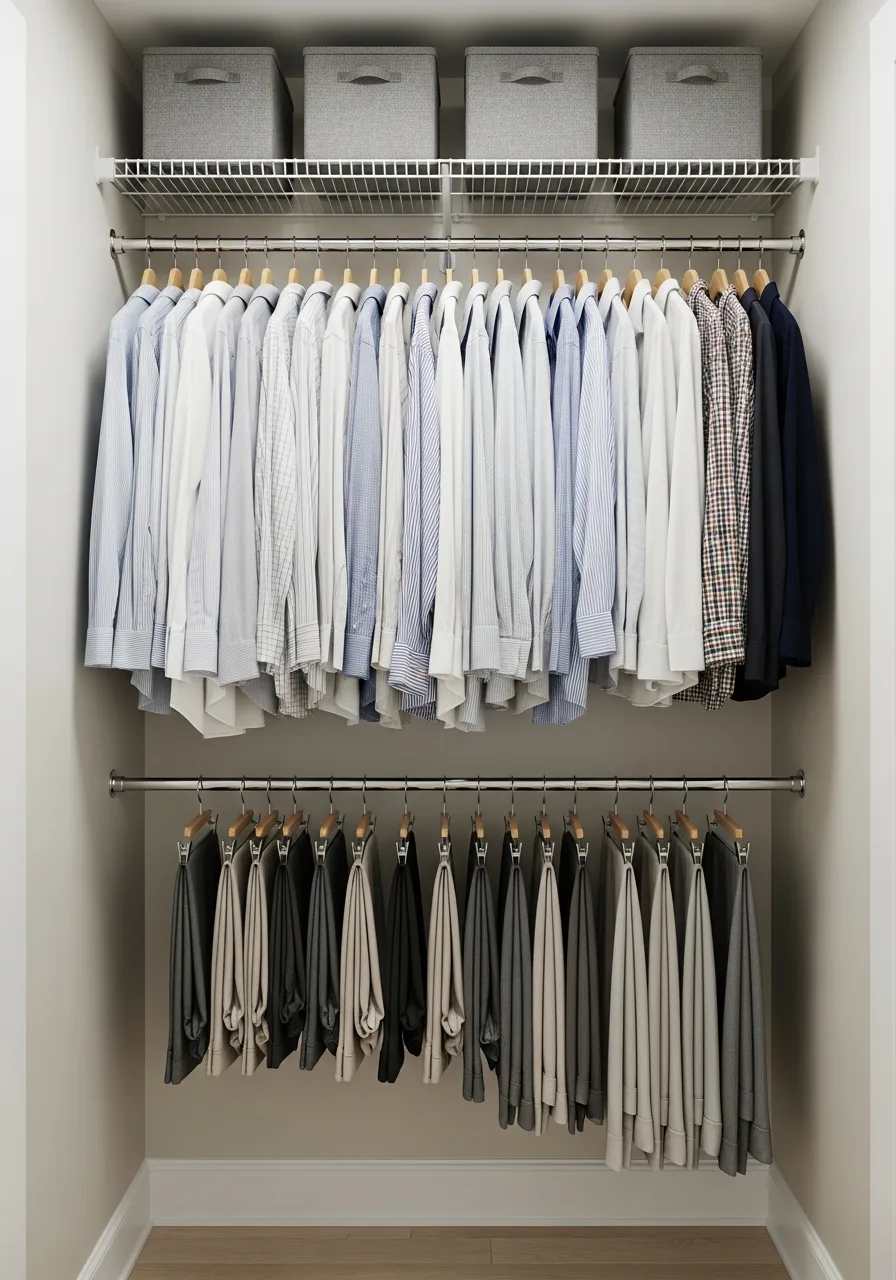 1. Install Double Hanging Rods