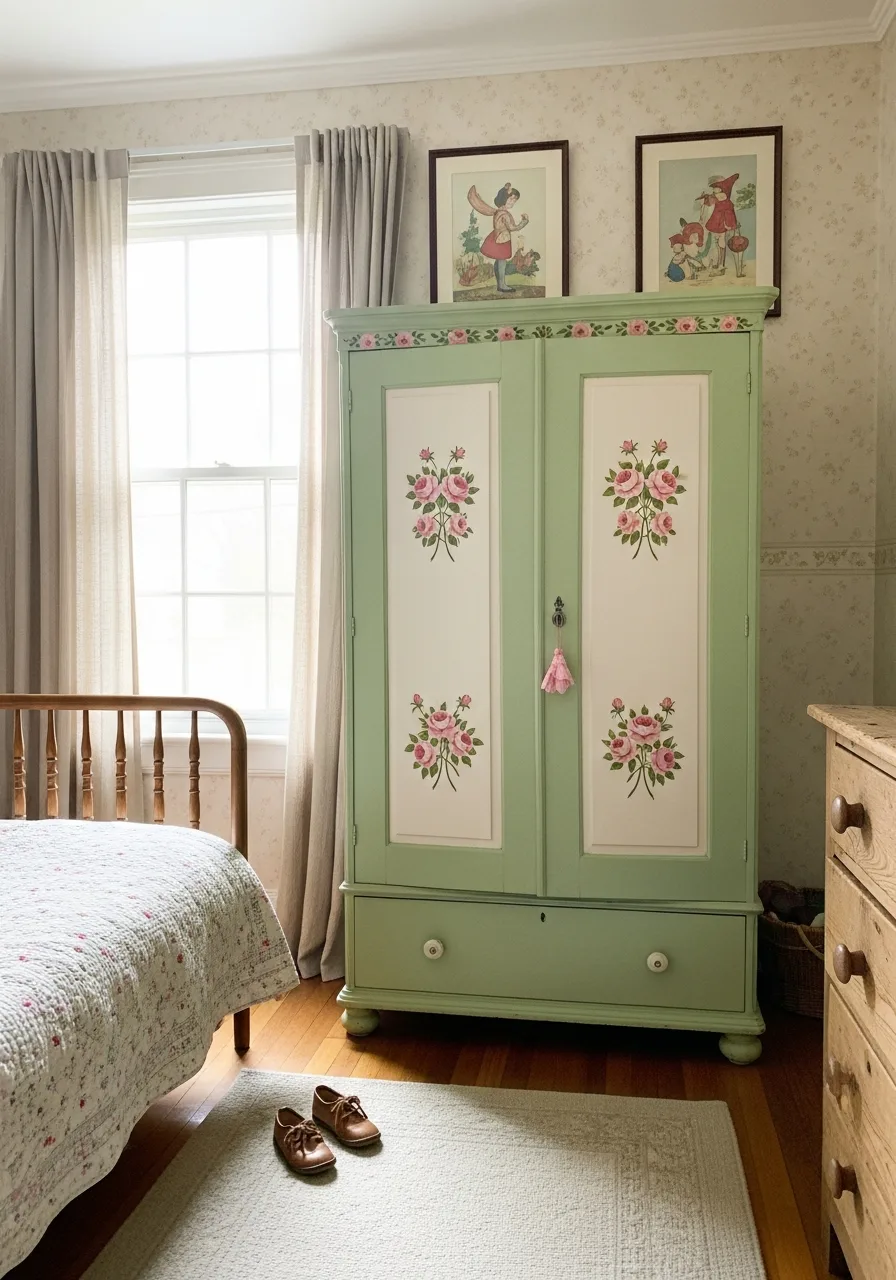 32. Hand Painted Floral Wardrobe