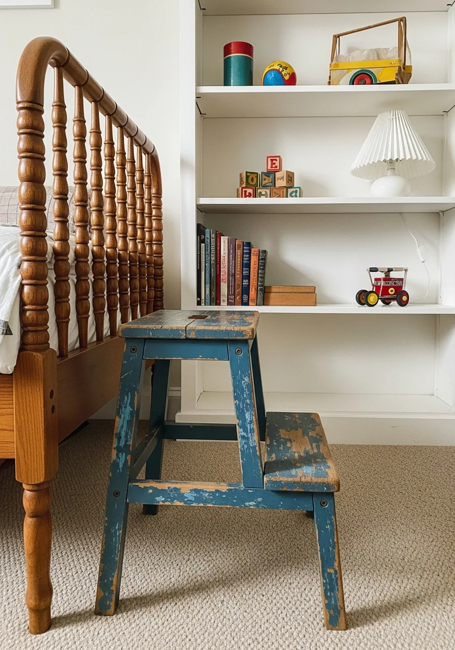 39. Distressed Wooden Step Stool