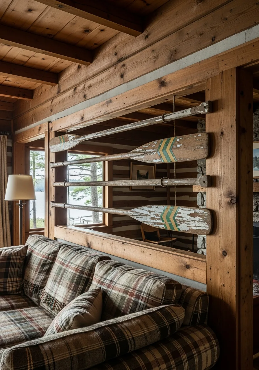1. Aged Wooden Wall Oars