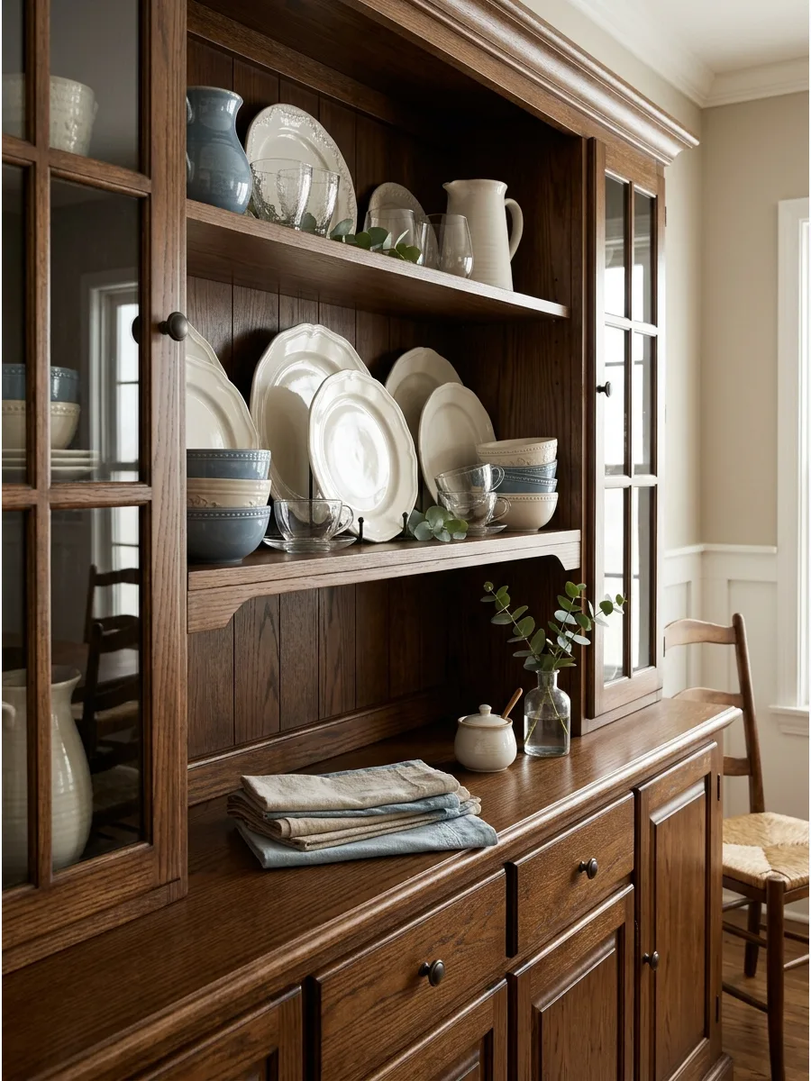 1. Arrange Plates Upright Behind Smaller Dishes