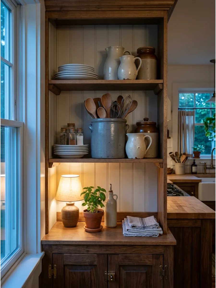 38. Arrange Stoneware Crocks and Pitchers