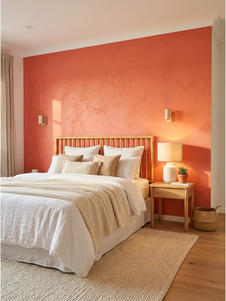 25. Coral Plaster-Effect Wall