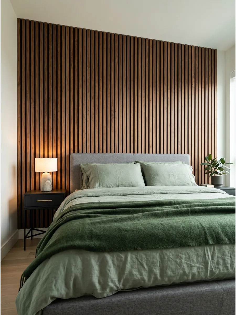 3. Walnut Wood Slat Wall