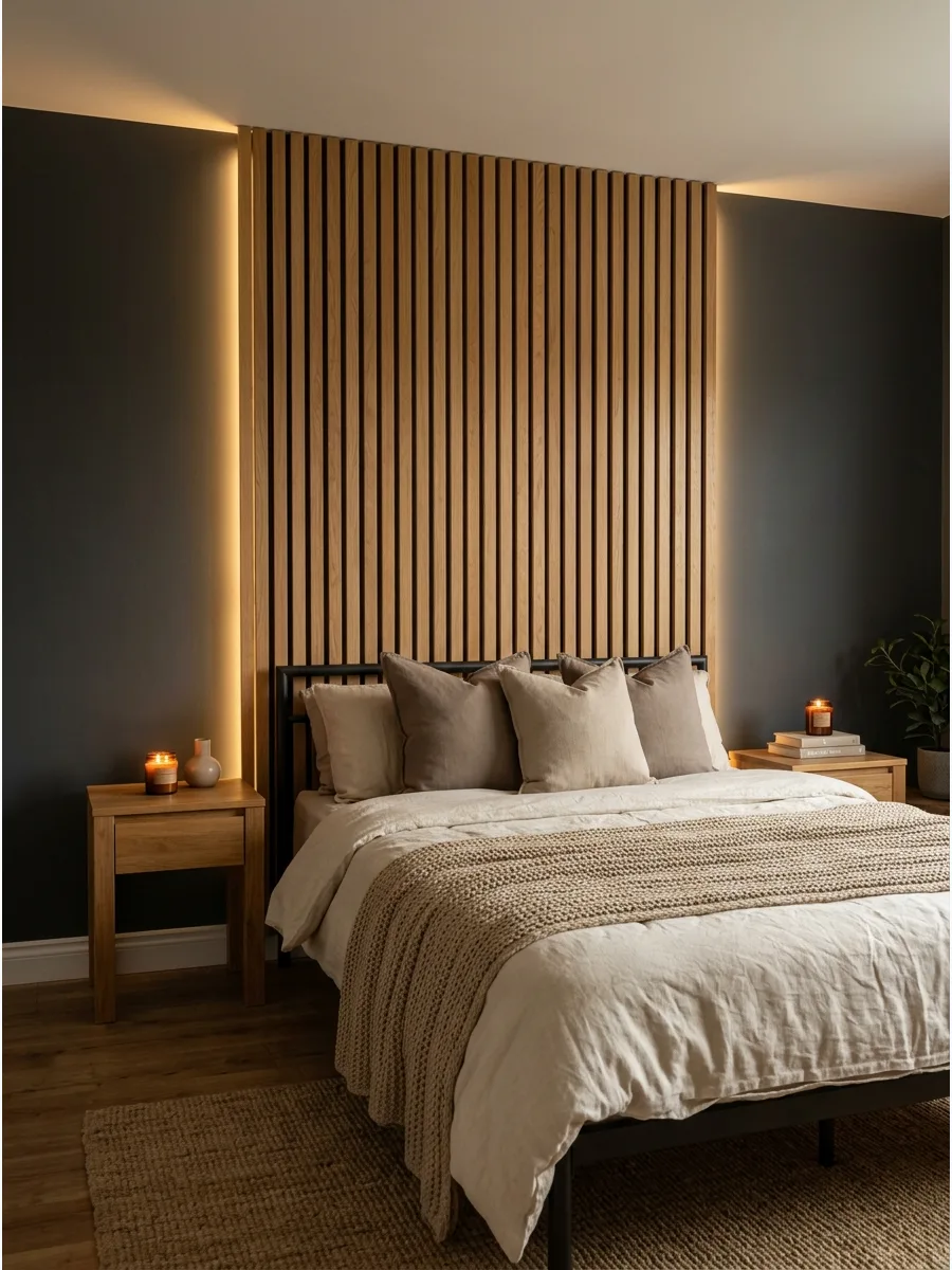 41. Backlit Wood Panel Wall