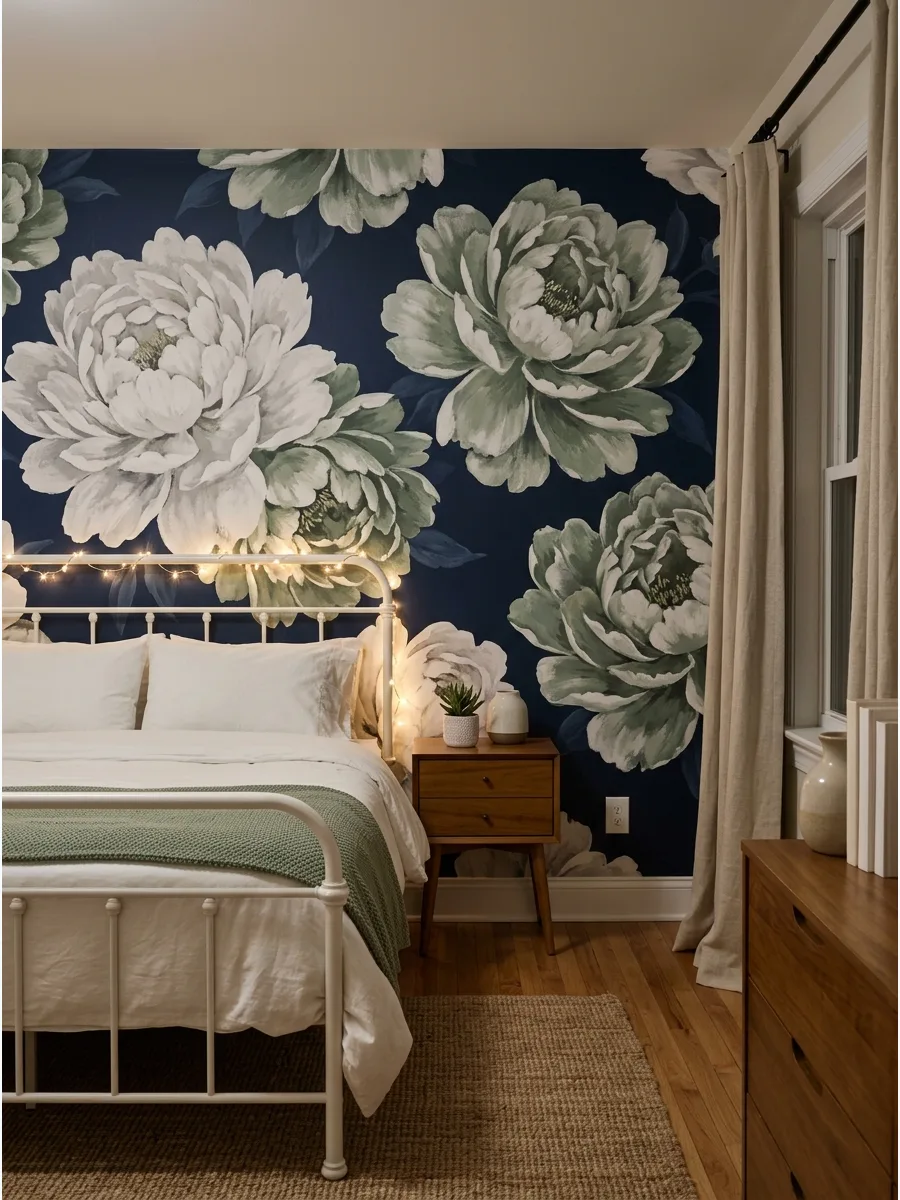 6. Oversized Floral Wallpaper