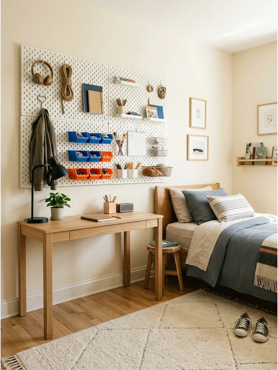 8. Pegboard Storage Wall System