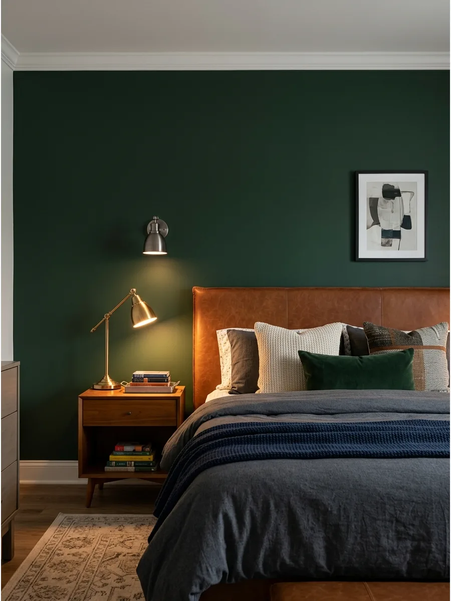 13. **Forest Green Accent Wall**