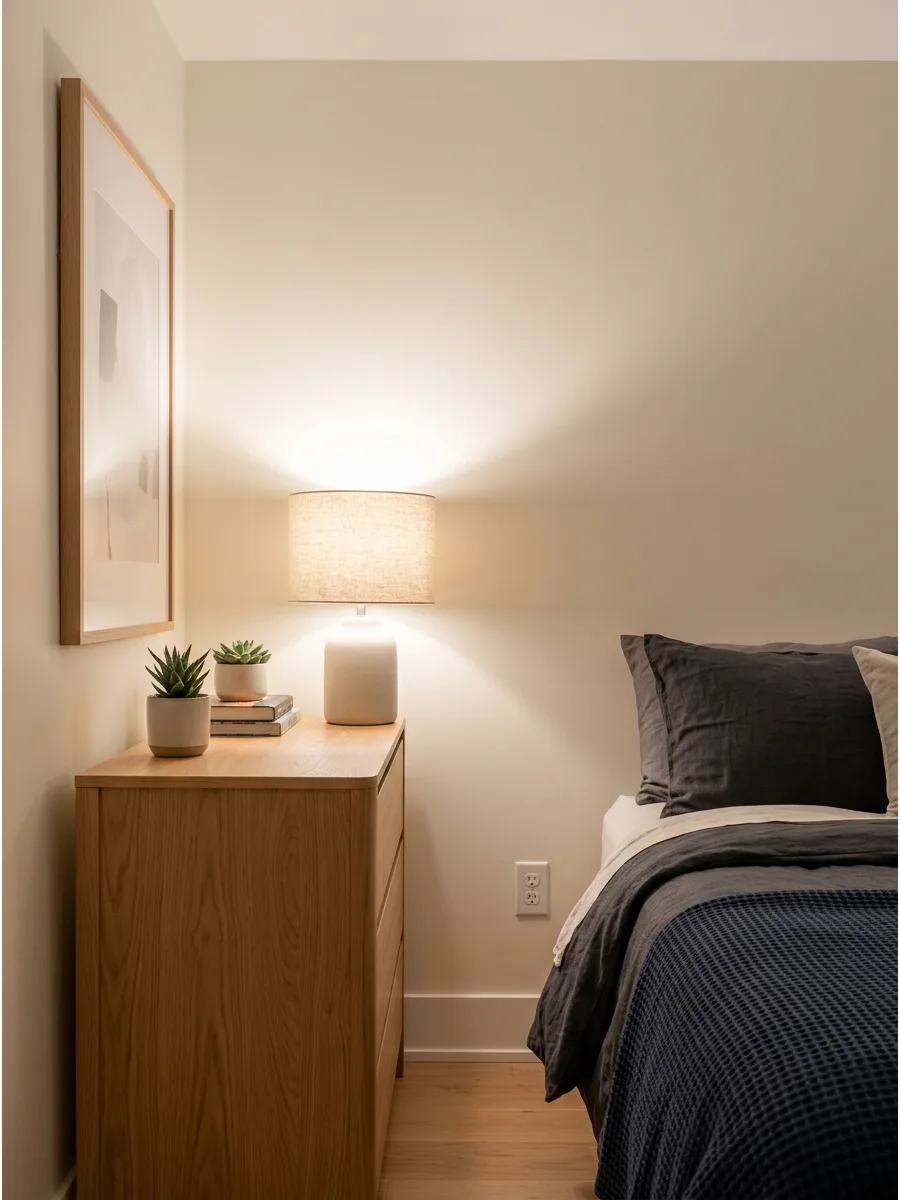 2. **Creamy White With Wood Accents**