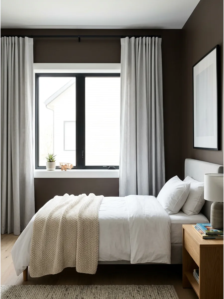 25. **Chocolate Brown Accent Wall**