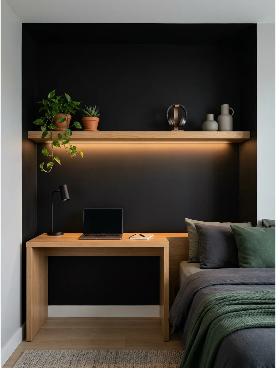 27. **Black Painted Feature Wall**
