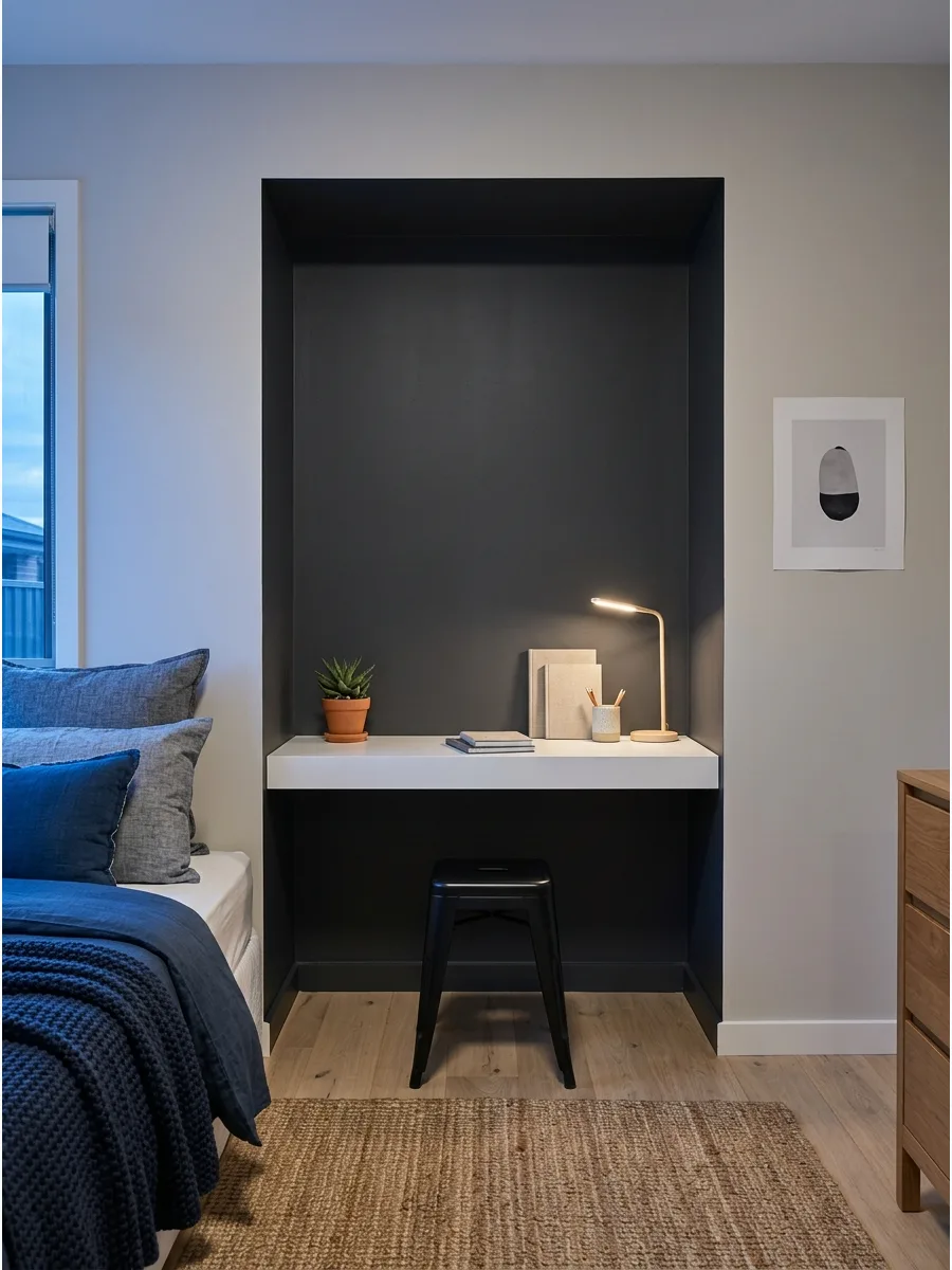 30. **Dark Painted Desk Nook**