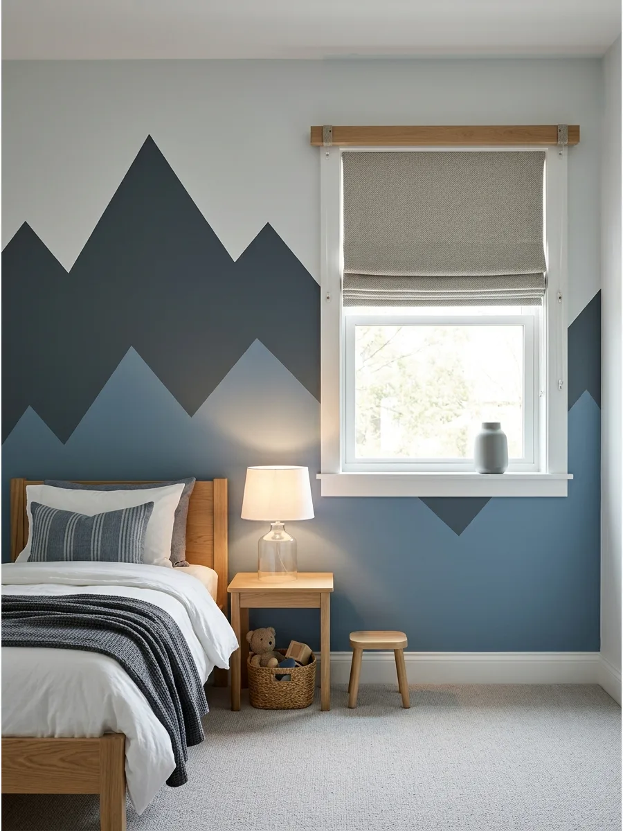34. Layered Ombre Mountain Mural