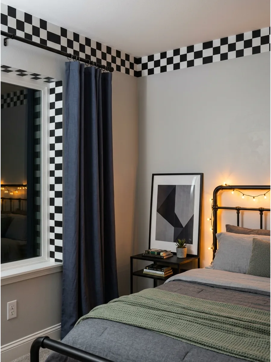 40. **Checkerboard Painted Border**