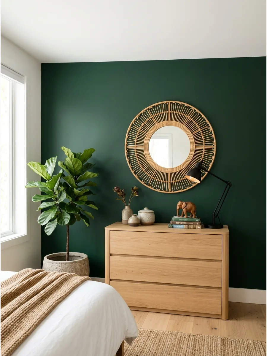 43. **Jungle Green Accent Wall**