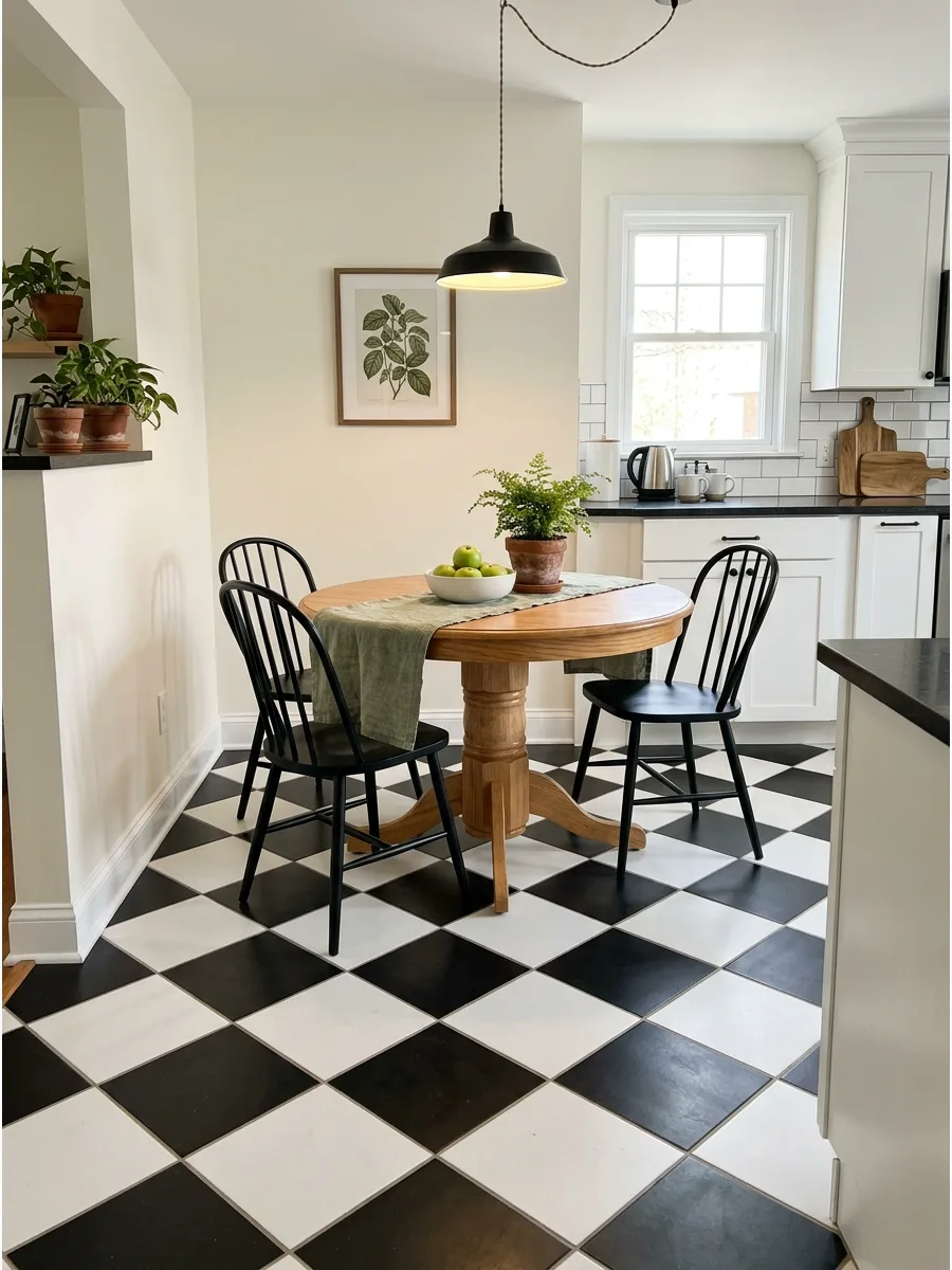 46. Checkerboard Floor Breakfast Nook