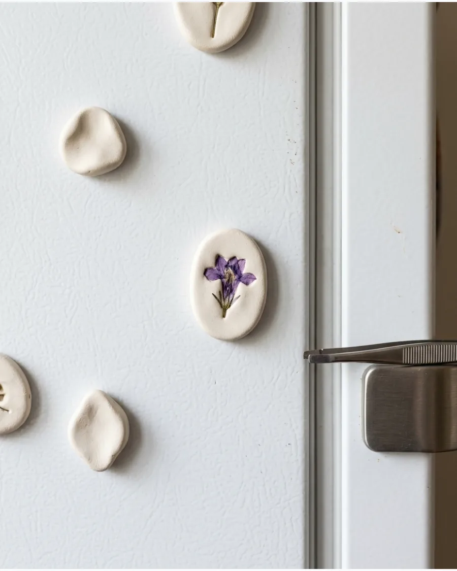 21. Pressed-Flower Clay Magnet
