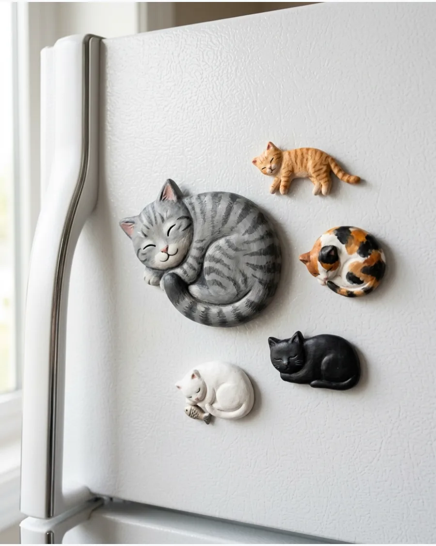 32. Sleepy Cat Clay Magnet