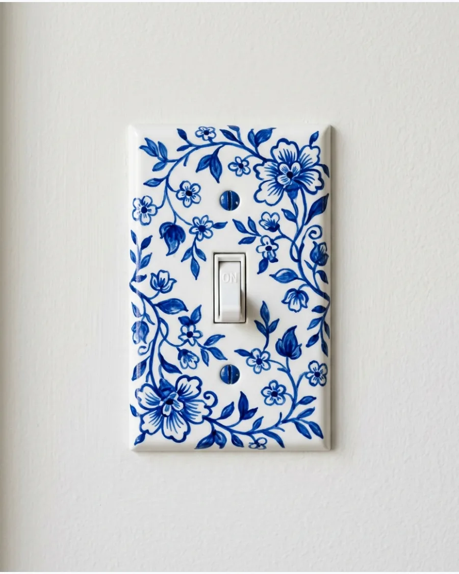 12. Blue Floral Light Switch Cover