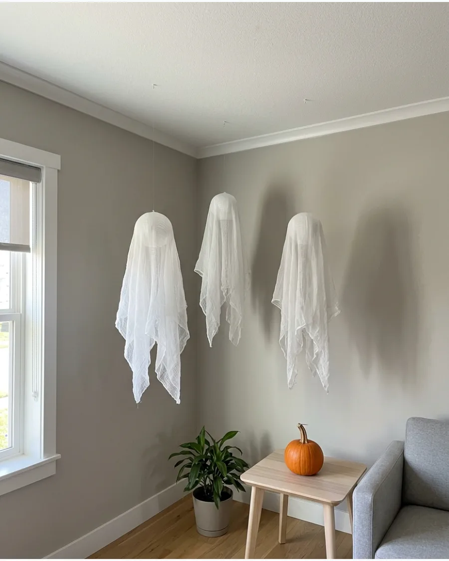 1. Floating Cheesecloth Ghosts