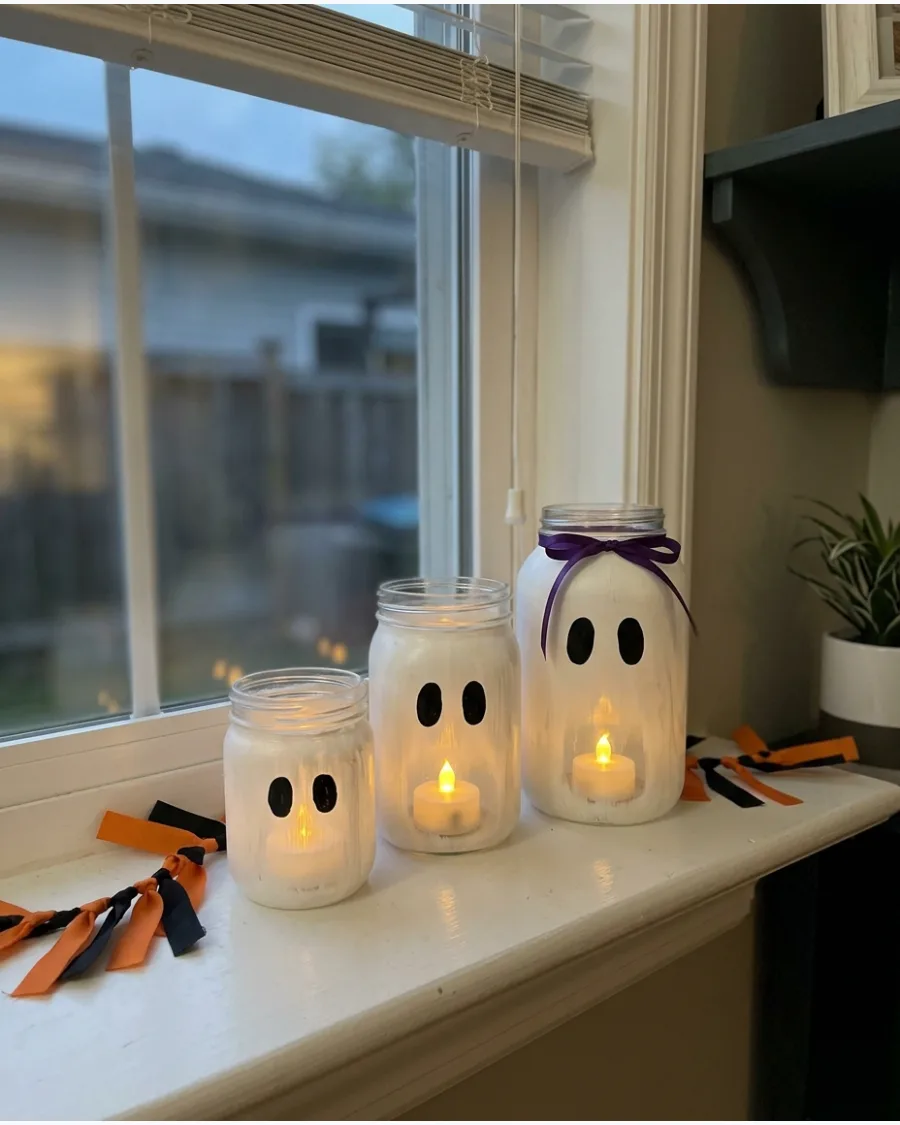 2. Glowing Ghost Mason Jars