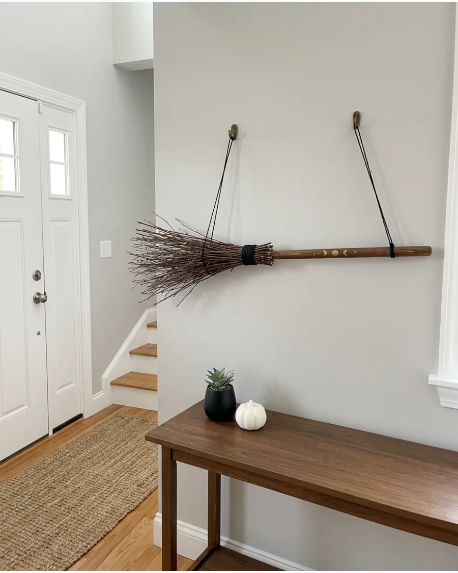 26. Hanging Witch Broom Display