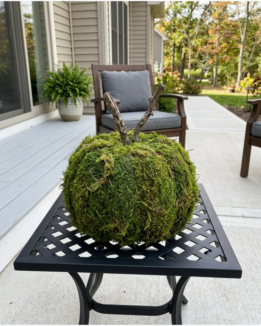 34. Moss-Covered Haunted Pumpkins