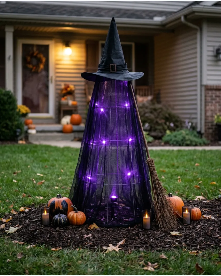2. Glowing Tomato Cage Witch