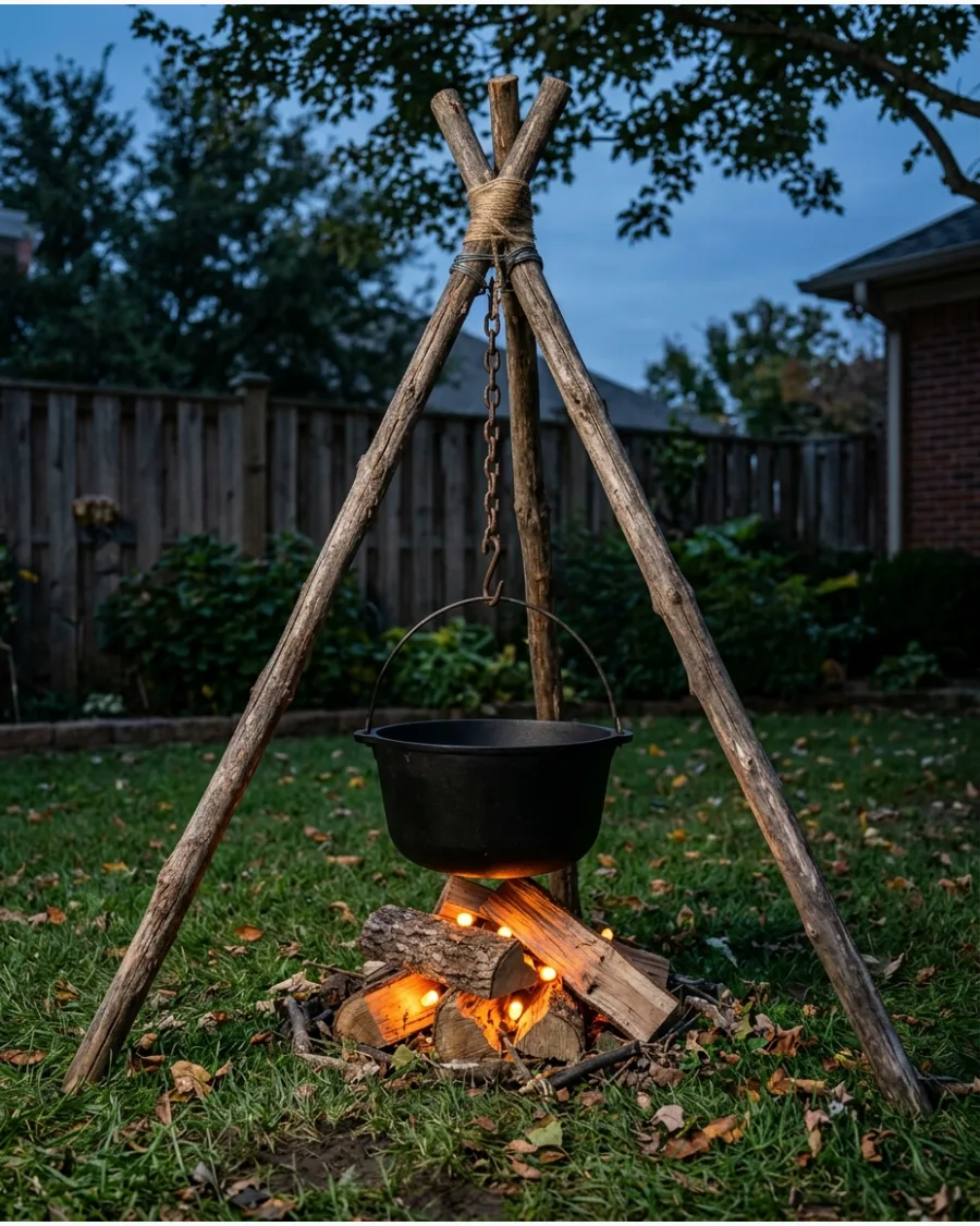 20. Rustic Branch Cauldron Stand