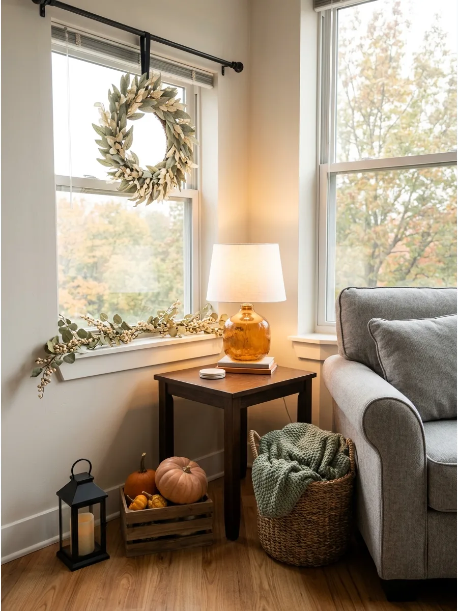 10. Place an Amber Lamp Beside the Sofa