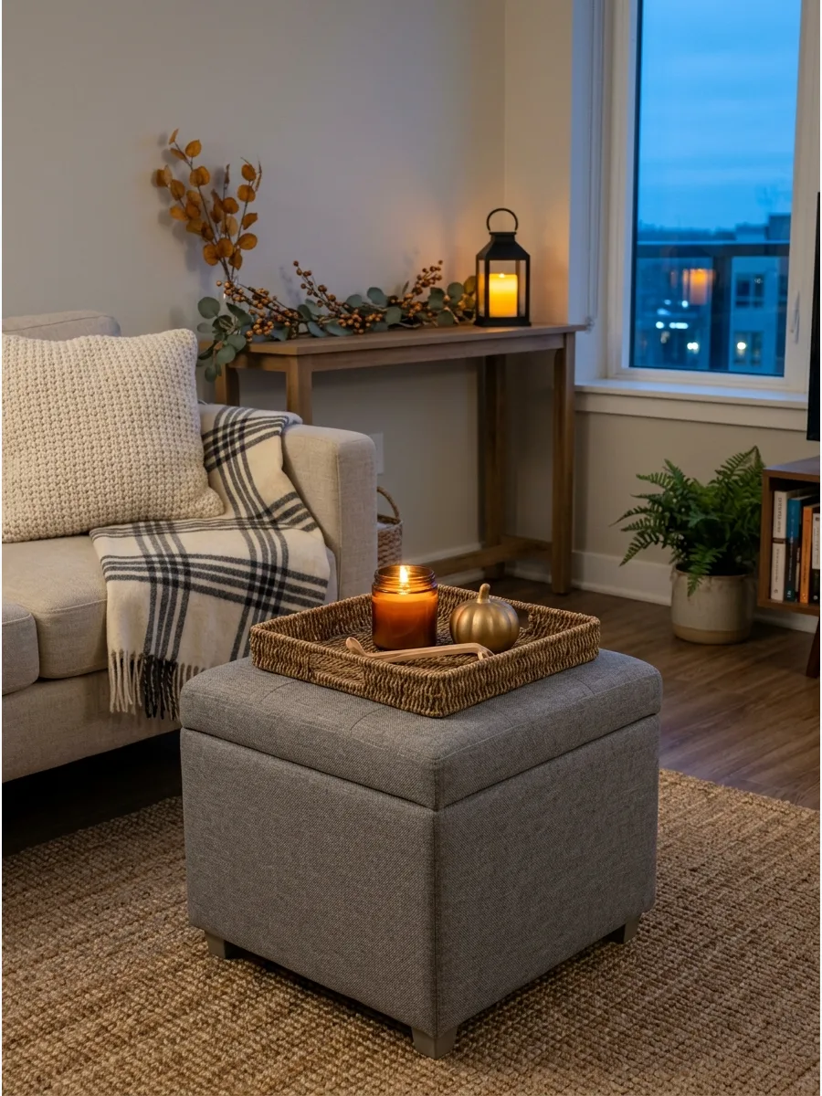 13. Style a Small Ottoman for Fall
