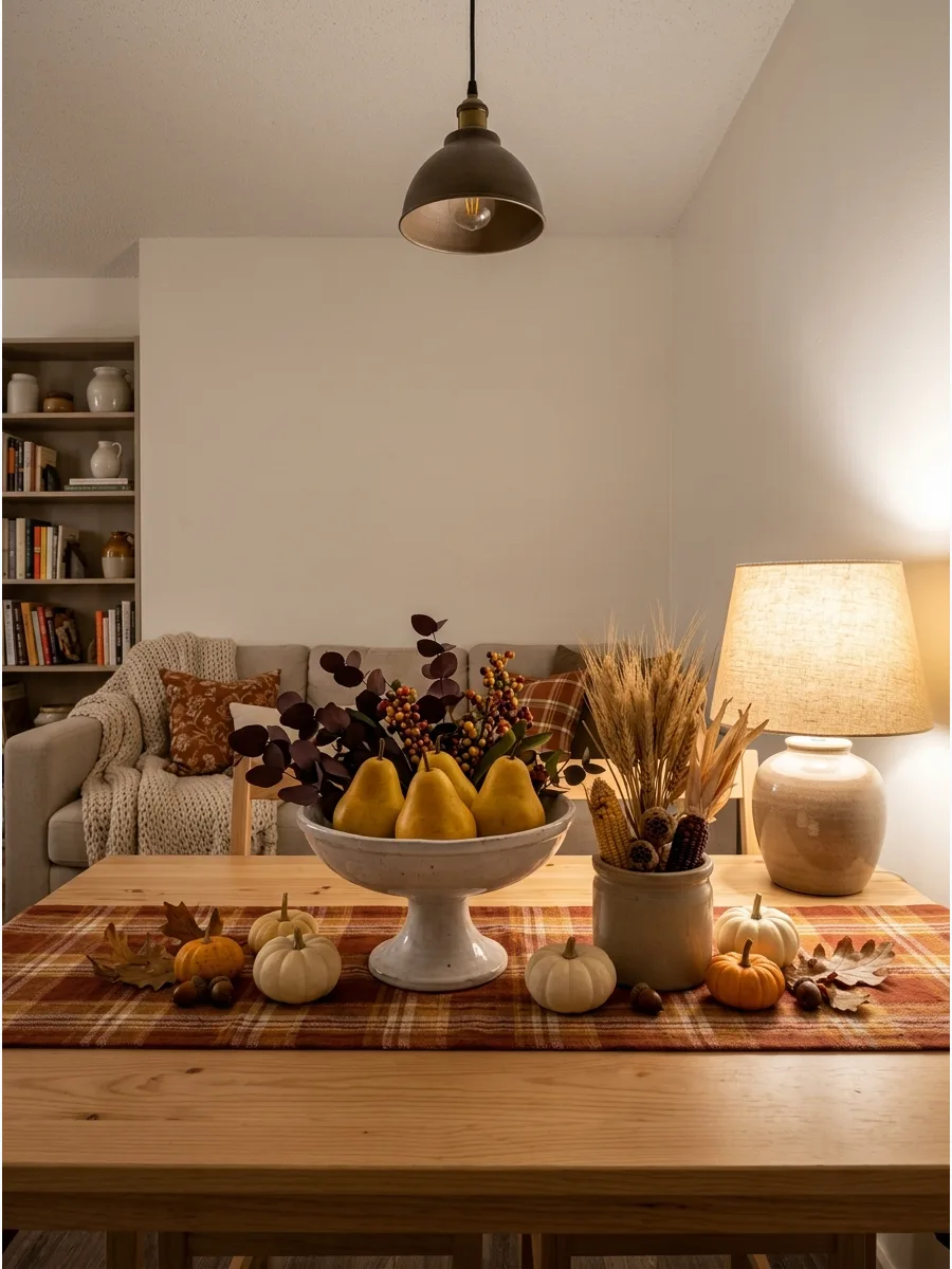 31. Style the Table With Pears and Foliage