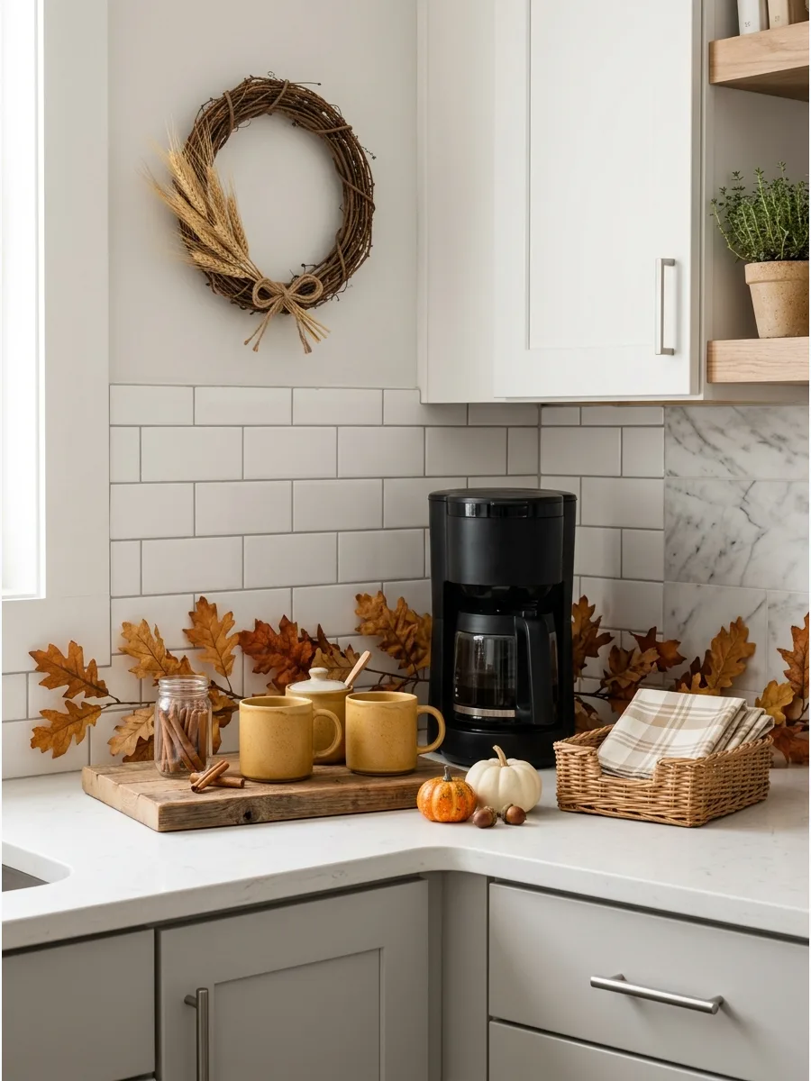 41. Style a Compact Fall Coffee Station