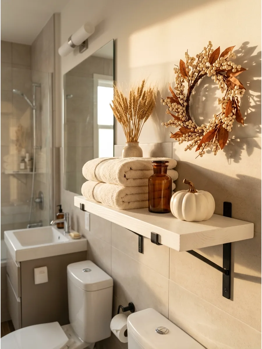 66. Decorate a Bathroom Shelf for Fall