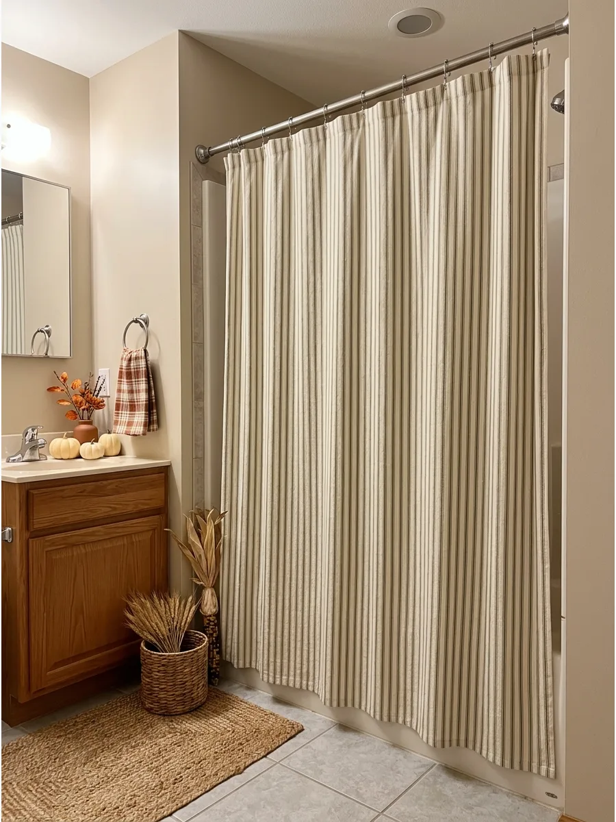 68. Add a Subtle Autumn Shower Curtain