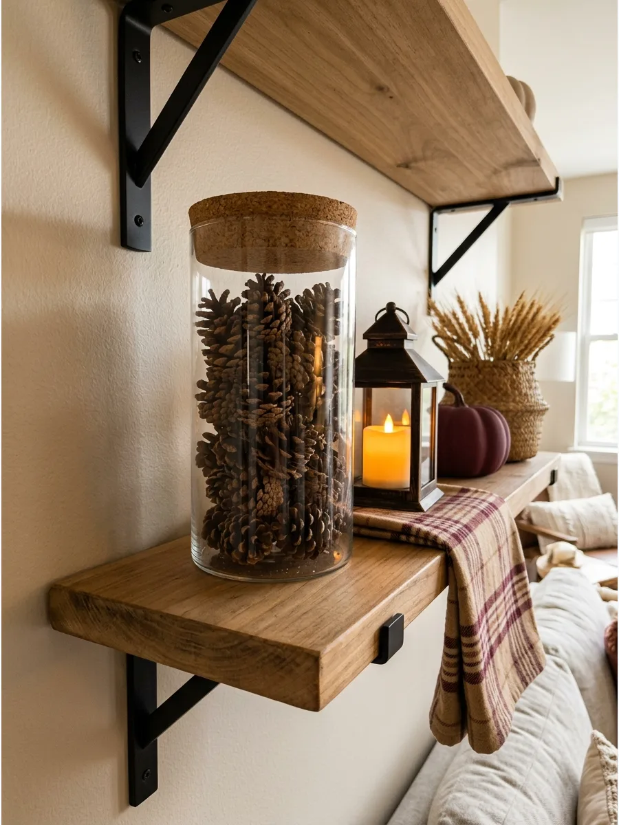 74. Fill a Glass Jar With Pinecones
