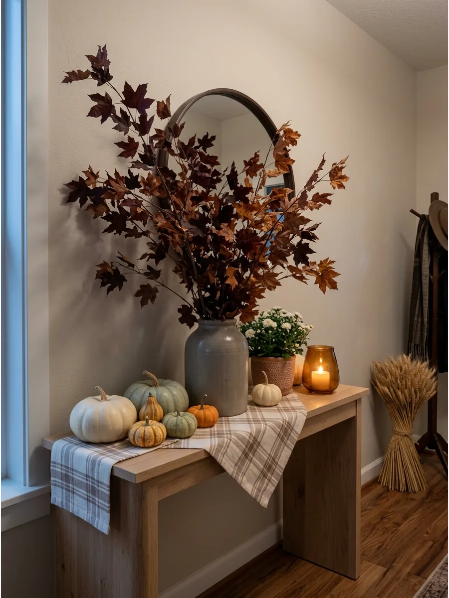 1. Autumn Branch Entryway Arrangement