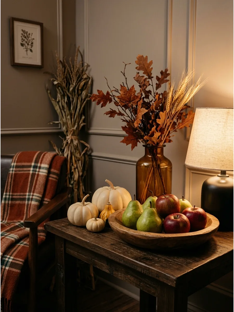 10. Wooden Bowl of Seasonal Fruit