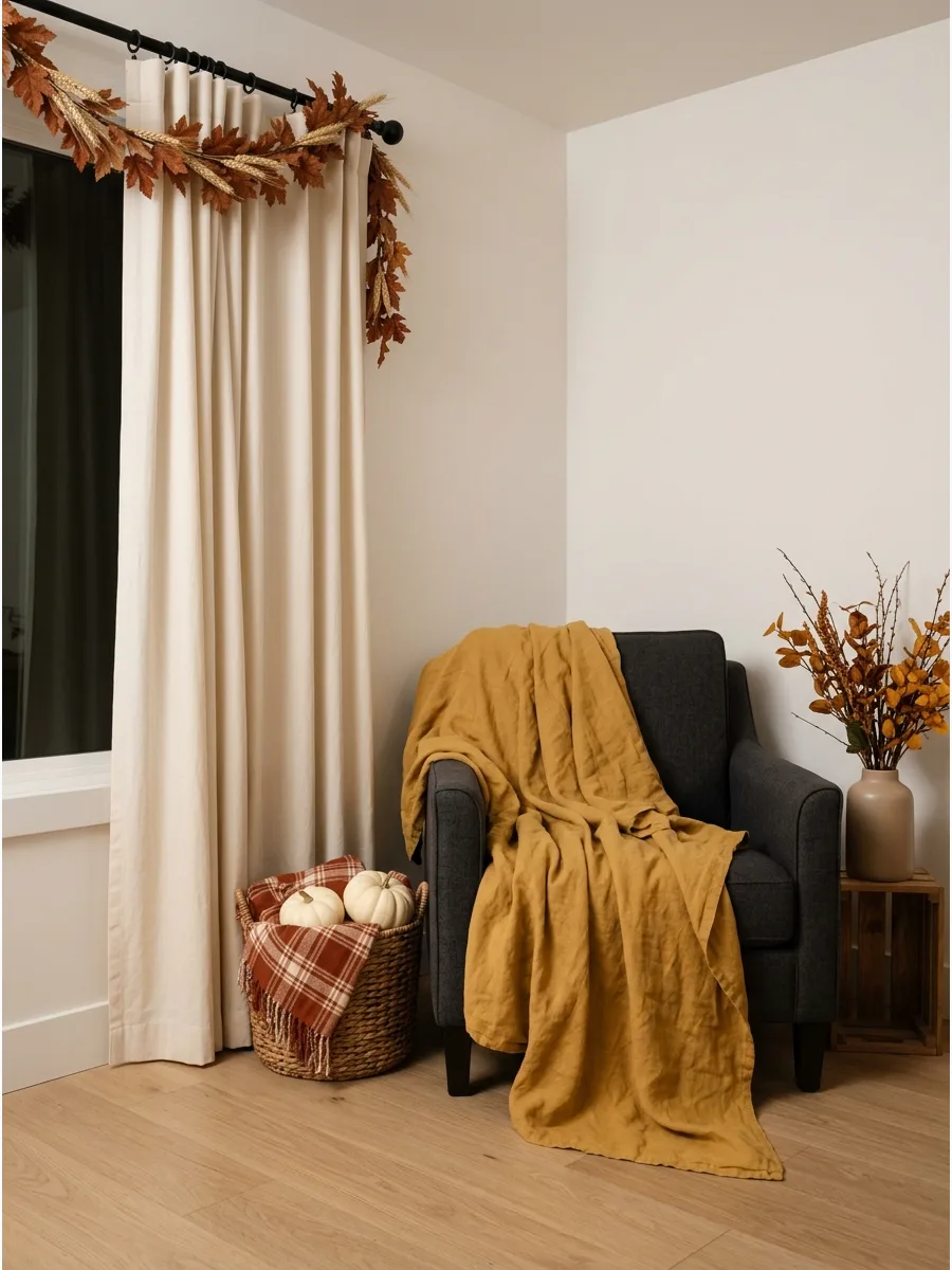 14. Washed Linen Throw Blanket