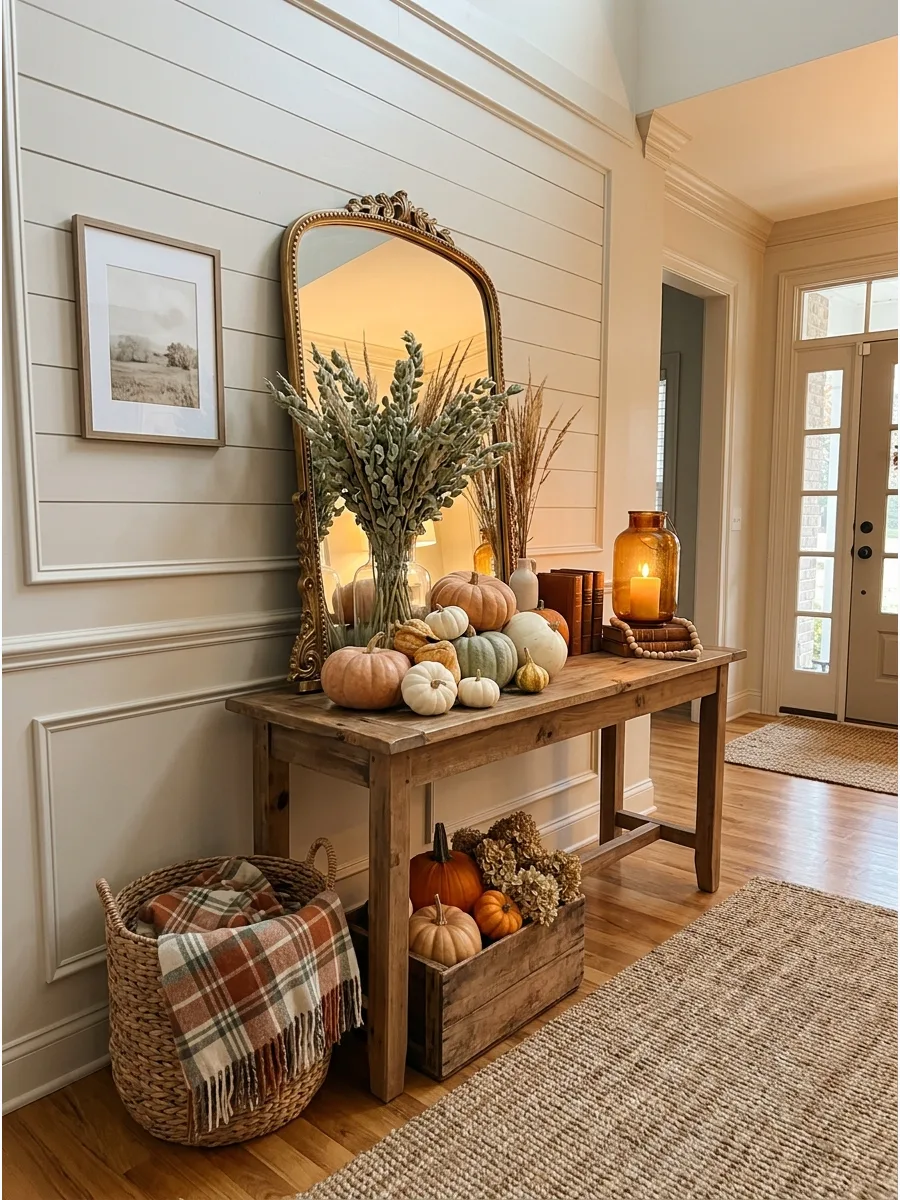 2. Layered Fall Entryway Table