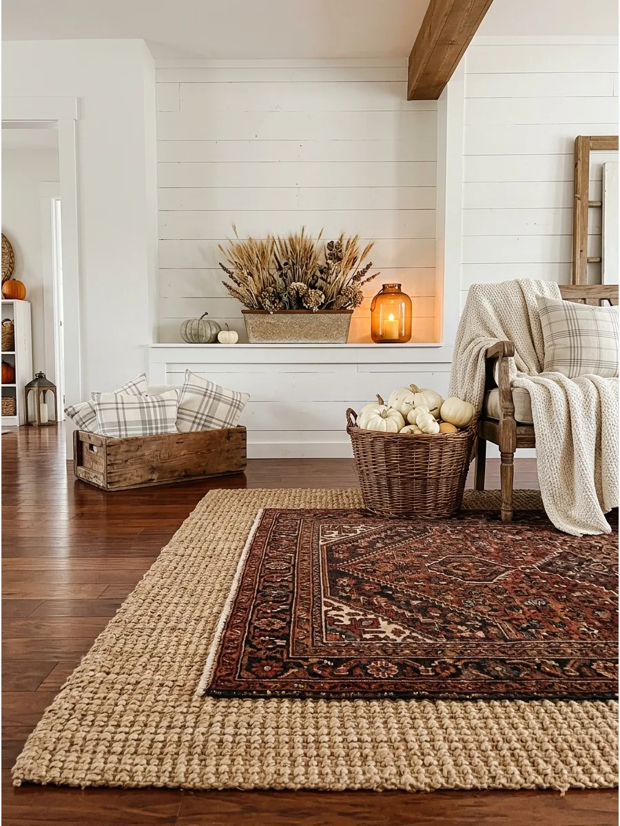 21. Layered Living Room Rugs