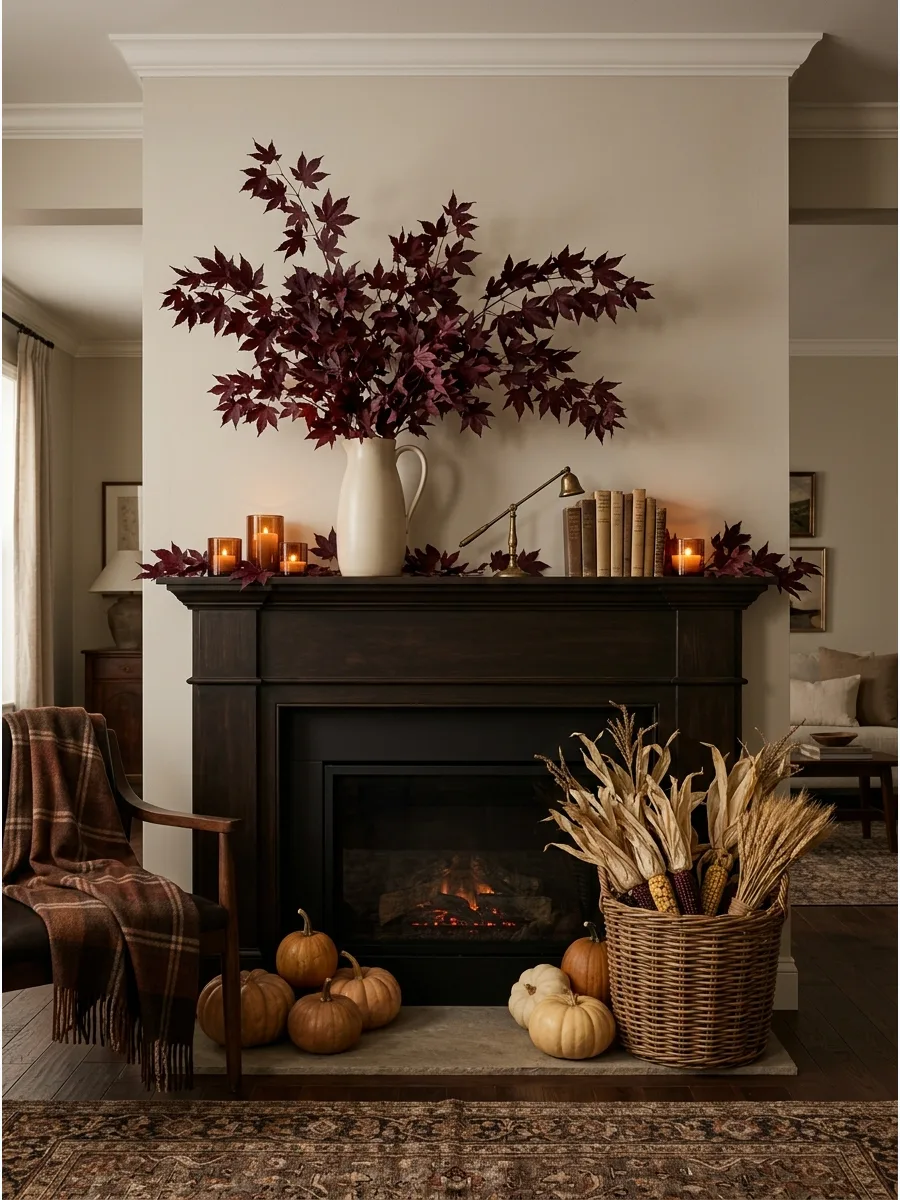 34. Burgundy Leaf Mantel
